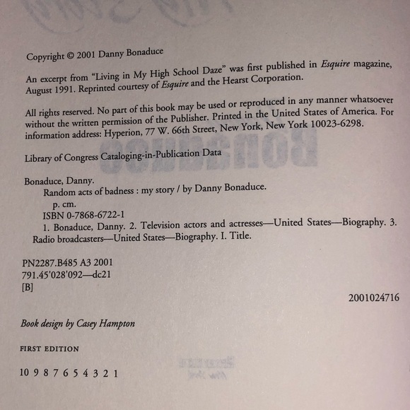 RANDOM ACTS OF BADNESS by DANNY BONADUCE Hardcover - Picture 6 of 16